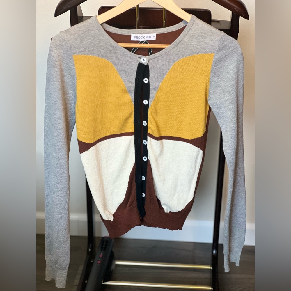 Frock Shop Chic Colorblock Button-Up Cardigan